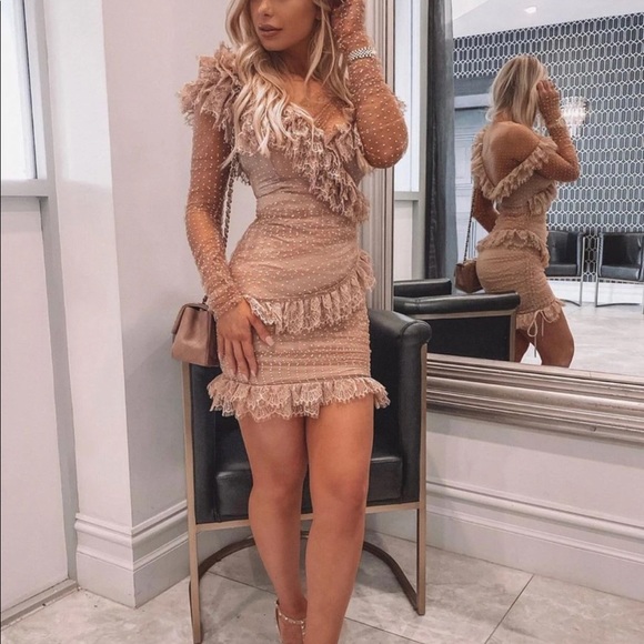 House of CB Dresses House Of Cb Sorrel Blush Lace Frill Dress